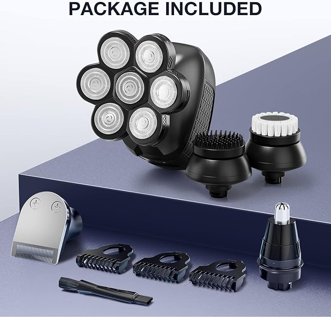 Head Shavers for Bald Men: 5-in-1 Electric Razor - Waterproof Shaving Grooming Kit for Balder - Turbo Speed & Precision Blades (Black)