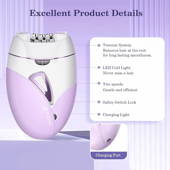 Epilators, 2-Speed Painless Smooth Glide Epilator for Women, Cordless Rechargeable Facial Hair Removal Epilator, Hair Removal Device for Women's Face Legs Bikini Area Arms Legs