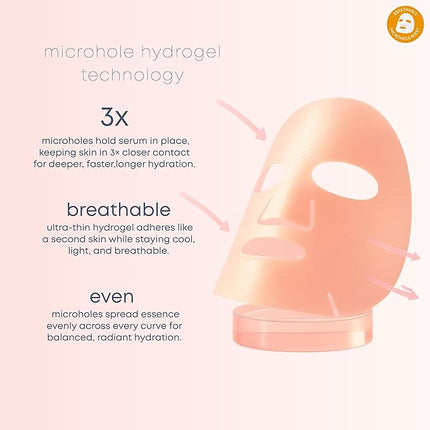 Lunair Collagen Hydrogel Face Mask with Microhole Technology – Firming, Hydrating & Brightening Sheet Mask for Glass Skin, Plumps & Boosts Elasticity (5 Sheets)