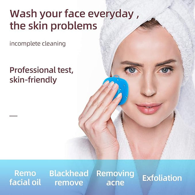 Silicone Face Scrubber for Men and Women， 2Pack Facial Cleansing Brush Silicone Face Wash Brush Manual Waterproof Cleansing Skin Care Face Brushes for Cleansing and Exfoliating (Blue_Pink)