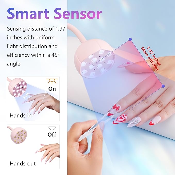 Makartt UV LED Nail Lamp - Gooseneck UV Light for Gel Nails Cherie Cordless USB 39W Nail Dryer Gel Lamp with 4 Times & Auto Sensor Professional Fast Flash Curing Polish Nail Art