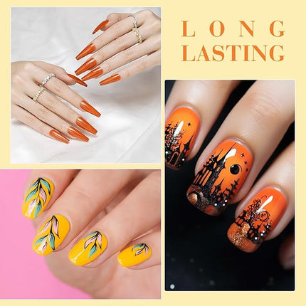 CANNI Orange Gel Nail Polish Set – 6 Colors (Fire Orange, Yellow, Amber, Pumpkin, Sunset), 9ML Soak Off UV LED Nail Gel Kit for Fall Nail Art & DIY Manicure