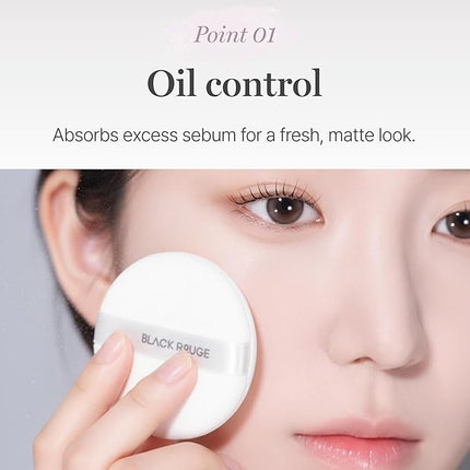 BLACK ROUGE, Egg Blur Powder, EP03 Milk lilac, Loose Face Powder, Korean Makeup Oil Control Compact with Puff, Lightweight Long-Lasting Setting Powder in White, Peach & Purple, 0.17oz