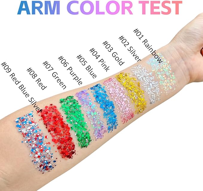 Mysense Green Body Glitter Stick,St Patricks Day Accessories,Mardi Gras Face Hair Glitter,Sparkling Mermaid Glitter Makeup,Chunky Glitter Face Paint,Festival Outfit Rave Accessories for Women and Kids