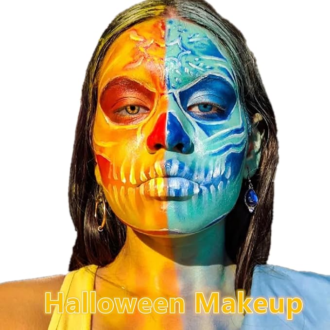 Go Ho Cream-Blendable Yellow Face Paint Stick (1.06 oz),Full-coverage Body Paint for Adults Children Halloween Cosplay SFX Makeup,Waterproof Yellow Eye Black Stick
