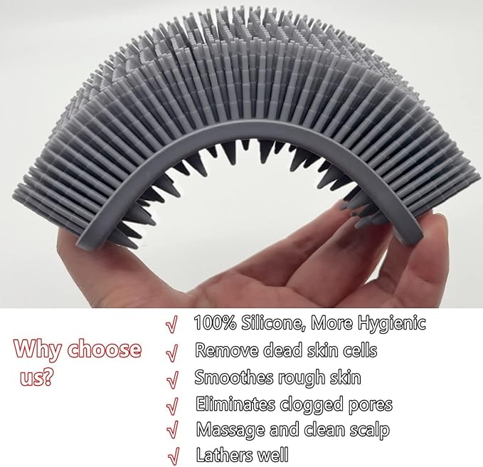 2Pack Dual Sided Silicone Body Scrubber for Exfoliating, Shower&Scalp Massage, 2 in 1 Bath&Shampoo Brush,Soft Body Exfoliator Silicone Loofah Shower Scrubber Brush for All Kinds of Skin