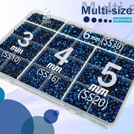 qiipii Ink Blue Resin Rhinestones w B7000 Glue for Bedazzling Crafting 2mm-6mm Montana Flatback Jelly Stones Navy Blue Diamonds Gems Bedazzler Kit for Nails Face Eyes Makeup Tumblers Bottles Crafts