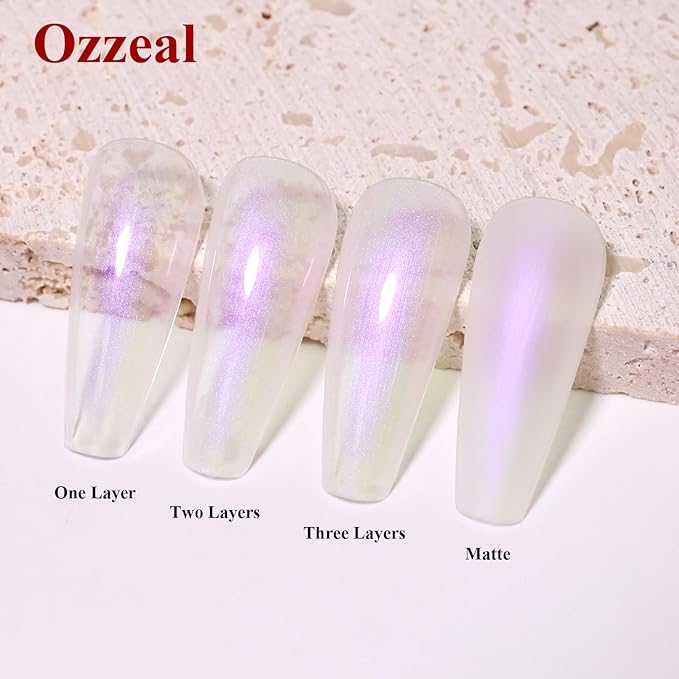 Pearl Gel Nail Polish, Purple Transparent Shimmer Shell Nail Gel Polish Glitter Mermaid Gel Polish Iridescent Pearlescent Sparkle Spring Summer Nail Polish Soak Off Led UV Manicure 15ML