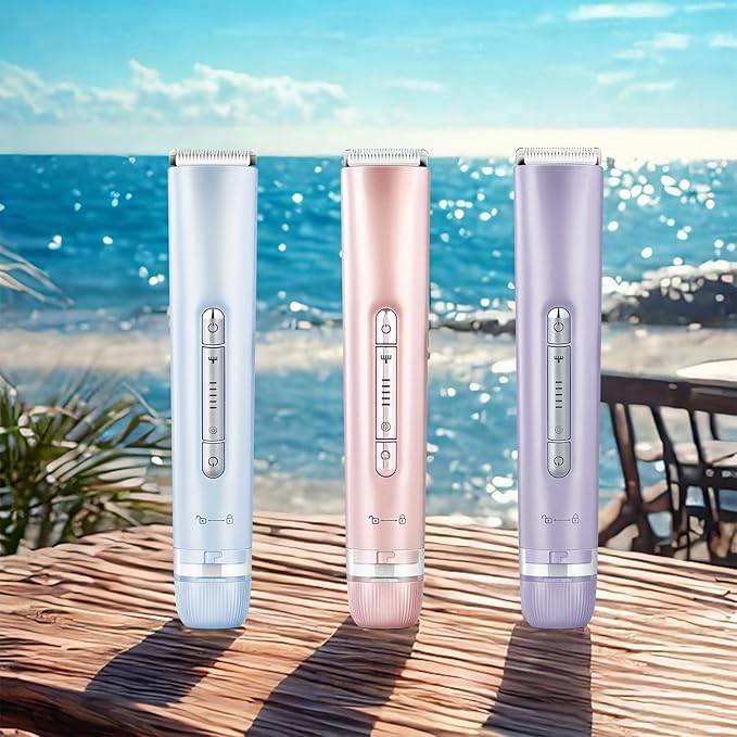 2 in 1 Bikini Trimmer for Women Dual Head Electric Razors IPX7 Waterproof Wet & Dry Use, Electric Shaver for Women Private Area Facial Body Underarm Leg Arm Hair Remover for Pubic Hair