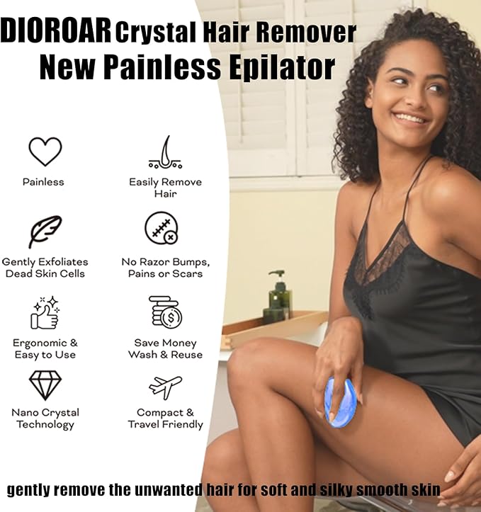 Crystal Hair Eraser,Upgrade Crystal Hair Remover,Physical Nano Glass Hair Removal Device,Painless Epilator and Exfoliator Without Shaver for Quick Soft Silky Skin(Royal Blue)