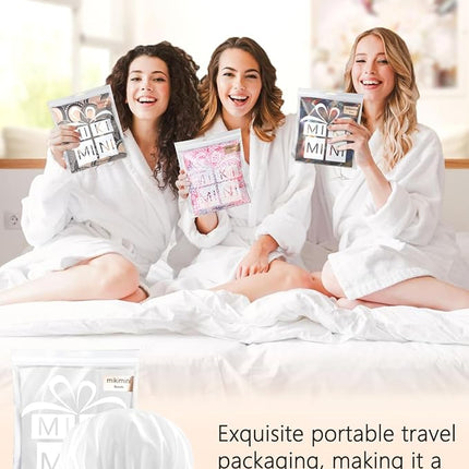 mikimini White Shower Cap Pack of 2 Waterproof Reusable Double Layers Bathing Hair Caps with Soft Comfortable PEVA Lining, Cute, Non-fading & Stretchy Shower Hat Medium White