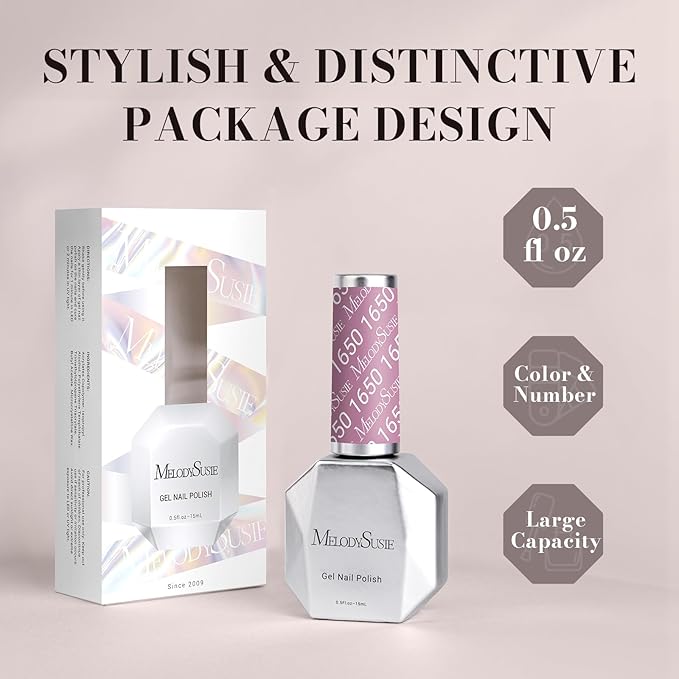 MelodySusie Dark Purple Gel Nail Polish, 0.5fl oz Nails Soak Off UV LED Gray Purple Gel Polish Gift for Women Nail Art Manicure Salon DIY Nail Design Decoration at Home-1650