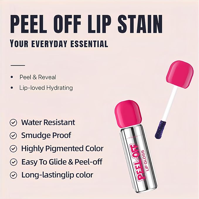 Peel-Off Lip Liner Stain Set | 2 Color Long-Lasting Waterproof Lip Tint, Transfer-Proof Matte Highly Pigmented Color Lip Gloss Longwear Pigmented (NEON ROSE/DMNE, Set1)