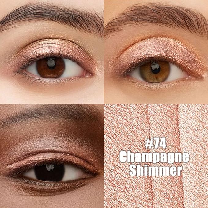 Champagne Shimmer Cream Eye Shadow Stick Makeup for Women, Shimmer Eyeliner Pencil Eyeshadow Brightener Stick for Eyes, Waterproof Eyeshadow Applicator Blendable sombras para ojos 74#