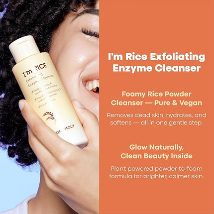 TONYMOLY I’m Rice Exfoliating Enzyme Cleanser – Rice Powder Face Wash & Papaya Enzyme Scrub, Gentle AHA Brightening Mask for Smooth Radiant Skin, 50g