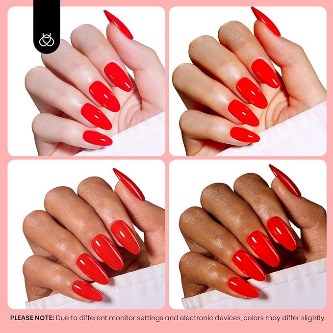 Beetles Red Gel Nail Polish - Hema Free Crimsom Harmony Gel Classic Red Gel Polish Soak Off Uv LED Nail Lamp 15ml DIY Home Manicure Salon Gift for Women