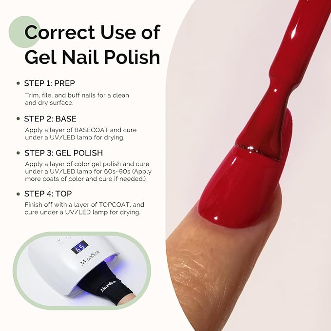 MelodySusie Hema Free Gel Nail Polish, 0.5 Fl Oz Thick Red Gel Polish, Non Toxic, Long Lasting, Soak Off UV Nail Polish, Manicure Nail Design Salon DIY Nail Art at Home 072