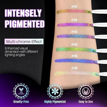 CHARMACY Chameleon Eyeliner Gel Pen, Color Changing Eyeliner, Long-Lasting, Waterproof & Smudge-Proof Formula, Metallic & Shimmer Shades for Creative Makeup, Easy Application (B01)