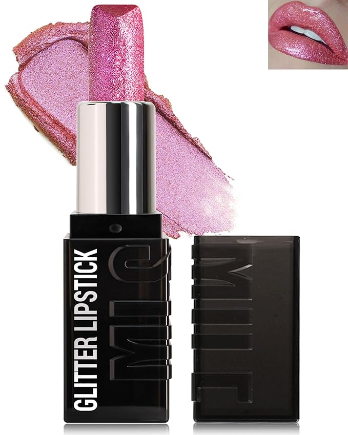 Diamond Glitter Matte Lipstick,Long Lasting Waterproof Pink Metallic Sparkling High Pigment Non-Stick Lip Stain Tint Lip Gloss,Full-coverage Lipgloss,Halloween Lip Makeup Gift for Women Girl-02