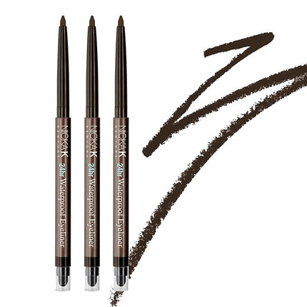The Make-Up Artist Project 3 pack bundle of NYA41 Dark Brown Waterproof Eyeliner, Long-Lasting Dark Brown Color Intensity, Mechanical Liner with Sharpener & Smudger