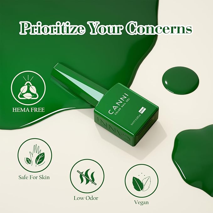 CANNI Green Gel Nail Polish Set – 6 Colors (Olive, Evergreen, Sage, Mint, Light Green), 9ML Soak Off UV LED Gel Nail Kit for Spring Nail Art & DIY Manicure