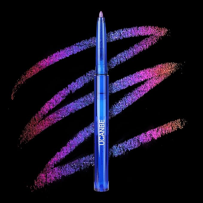 UCANBE Chameleon Eyeshadow & Eyeliner Gel Pencil-Multichrome Shifting Colors Metallic Glitter Eye Makeup,Waterproof Long-Lasting Smudge-Proof Multi-Dimensional Color (Periwinkle Blue to Deep Amethyst)