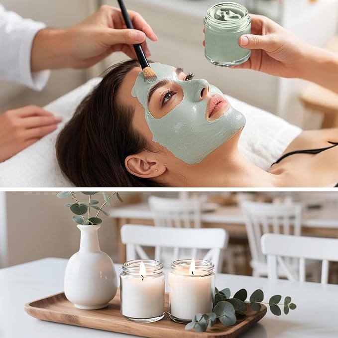 4 oz Clear Glass Jars with Lids - 32 Pack Leakproof Cosmetic Containers with Inner Liners, Wide-Round Smooth Mouth, Sealable for Creams, Lotions, Essential Oils, Body Butter, Travel Samples