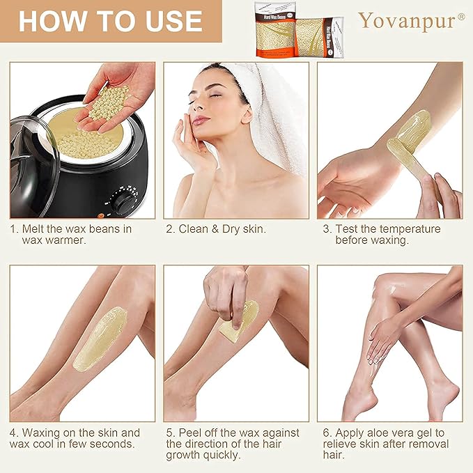 Hard Wax Beads for Hair Removal, Wax Beans for Sensitive Skin, Suitable for Bikini, Legs, Face, Back, Eyebrow, Chest for Women & Men, 300g (10 Oz)/bag