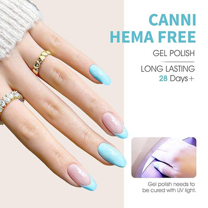CANNI Gel Nail Polish Set – 6 Light Pastel Shades, 9ML Each, Including Blue, Mint, Green & Beige, HEMA-Free Soak-Off UV LED Gel for DIY or Salon Manicure