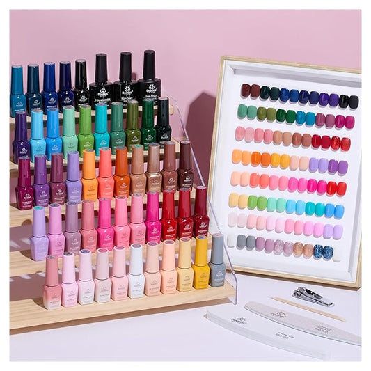 Beetles Gel Nail Polish Set - Seasons Variations 48 Colors Gel Polish Kit Brown Nude Pink Red Blue White Color with Base Top Coat Home DIY Soak Off Nail Art Salon Manicure Starter Kit Gift for Women