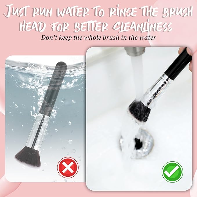 15 Pcs Kabuki Foundation Brush, Flat Top Makeup Brushes Blush Concealer Brushes for Liquid Cream Eyeshadow Applicator Blending Buffing Makeup Tools (Black)