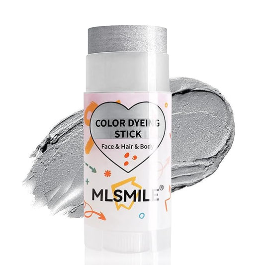 3 in 1 Hair Dye Stick, Temporary Hair Color Wax Stick, Washable Hair Dye for Women & Kids, Highly Pigmented, Pearlized Body Face Paint Makeup for Daily, Halloween Christmas Party Cosplay (Sliver Gray)