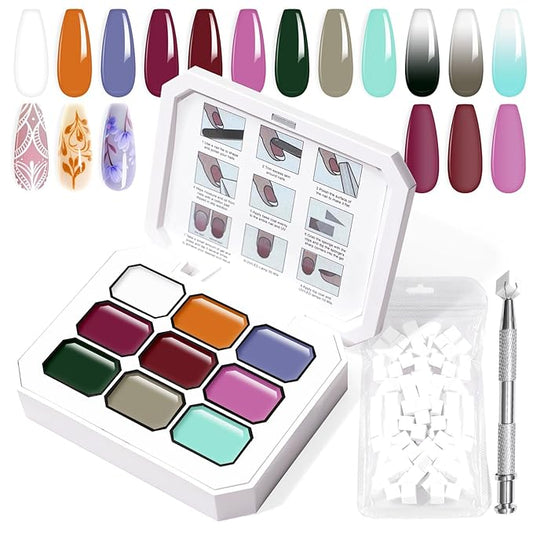 Gradient Painting Gel, 9 Colors Ombre Gel Nail Polish Set Sponging for Pigment Pat Aura Nails French Manicure Long-lasting Home Salon DIY Nail Art Home Salon Foreign Landscapes