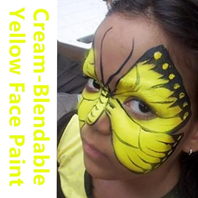 Go Ho Cream-Blendable Light Yellow Face Paint (1.06 oz),Eye Black Sports Stick,Full-coverage Pale Yellow Face Body Paint Stick for Party Halloween Cosplay SFX Makeup