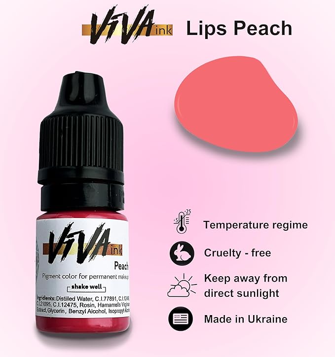 Lip Pigment – Peach – Permanent Lip Makeup – Microblading Ink for Durable and Colorful Lips – Long Lasting Color Lip Cosmetics (0.2 oz)