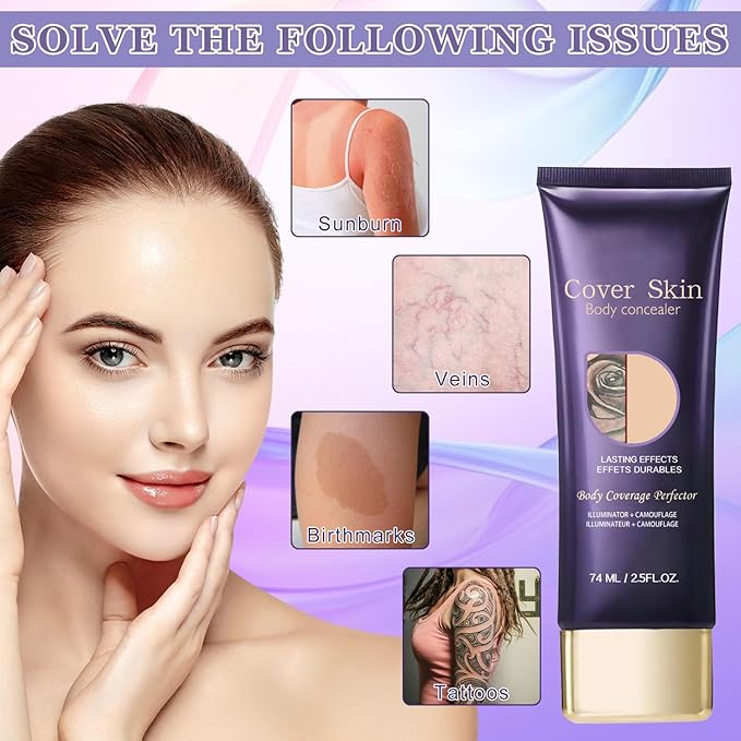 2 Pcs All Over Complexion Perfector, Body Coverage Perfector, Tattoo Cover Up Makeup Waterproof, Transfer-Resistant Body Makeup, Cream Body Makeup, Long Last Body Foundation