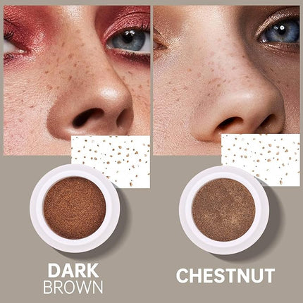 MAYKOO Freckle Pen Natural Lifelike Freckle Stamp, Waterproof Fake Freckles Cushion Long Lasting Quick Dry, Get Sun-kissed Faux Freckles Marker Makeup in One Press, Dark Brown, 15g