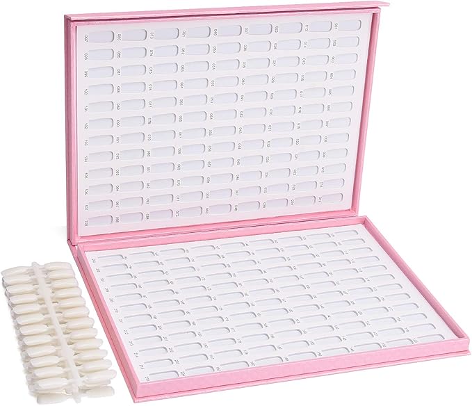 Noverlife 216 Nail Colors Chart Display, Nail Gel Polish Display Book with 216 False Nail Tips, Professional Salon Nail Color Swatches Nail Practice Card Board