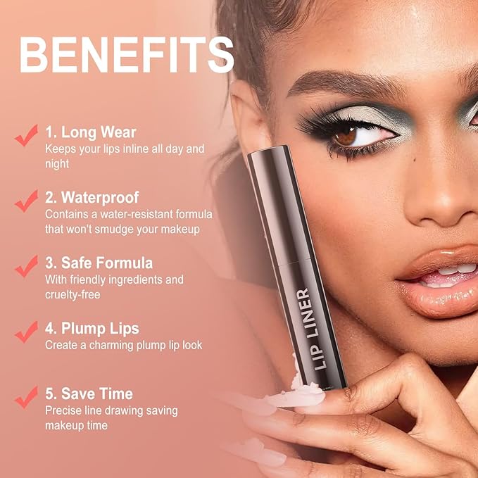 OETUIOW Lip Stain Long Lasting & Waterproof Lip Liner, Non-Stick Cup Highly Pigmented Natural Finish, Lip Gloss for All-Day Color Hold (Rose)