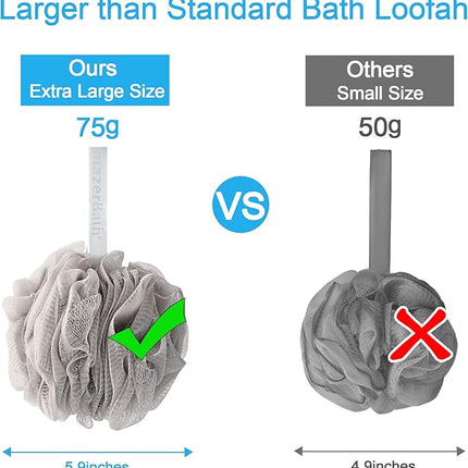 AmazerBath Loofah Sponge 75g/Piece, Exfoliating Bath Sponge Body Scrubber - Loofa Set of 4 Neutral Colors (Large)