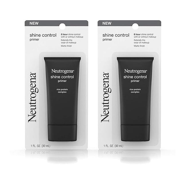 Neutrogena Shine Control Mattifying Liquid Face Primer for Oily Skin, Lightweight, Non-Comedogenic and Non-Greasy Pore and Makeup Primer with Oil-Absorbing Rice Protein, 1 fl. oz (Pack of 2)