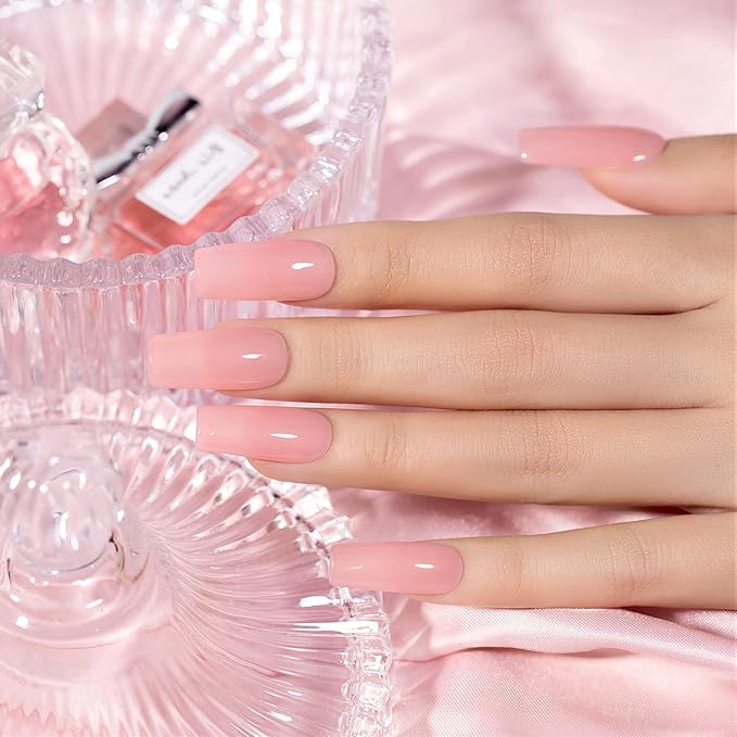 RARJSM Nude Gel Nail Polish Cherry Blossom Pink Skin Tone Color Neutral Sheer Ice Jelly Gel Polish Transparent Nail Gel Polish Soak off UV LED Cured for Home Salon DIY Manicure 15ml Single Bottle