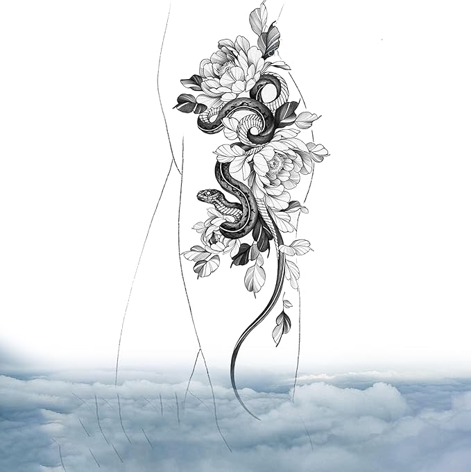 Large Temporary Tattoos Women Temporary Neck Tattoos Temporary Realistic Flower Chest Tattoo for Adults (Temporary Tattoos Sticker 59)