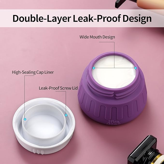 Gemice 2 oz Travel Containers for Toiletries, 4-Pack TSA Approved Travel Size Toiletries Containers for On-the-Go, Small Leak-Proof Travel Essentials Silicone Jar for Shampoo, Lotions, Cleanser