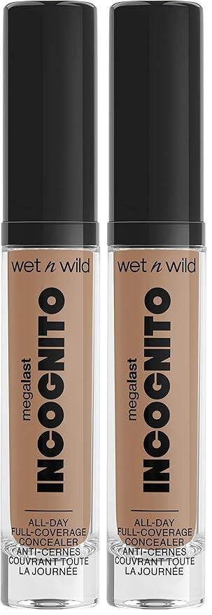 Matte Concealer By Wet n Wild Mega Last Incognito All-Day Full Coverage Liquid Matte Concealer, Light Medium, 0.18 Ounce (Pack of 2)