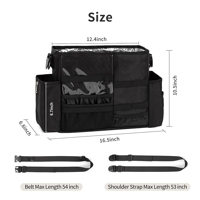 Hairdresser Bag, Professional Makeup Bag for Hairstylist, Large Capacity Hairdressing Bag with Shoulder Strap and Waist Belt, Travel Hairdressing Tools Storage Organizer with Heat Insulation Material