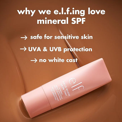 e.l.f. Halo Glow Skin Tint SPF 50, Tinted Moisturizer For Light, Buildable Coverage, Creates A Natural Glow, Vegan & Cruelty-Free, 9 Medium Cool