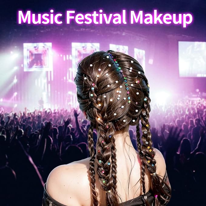 Teenitor Face Gems Hair Pearls Rhinestones for Makeup Festival Face Jewels Hair Jewels, 1300PCS Self-Adhesive Rhinestones and Gems for Face, Hair, Body, Eye