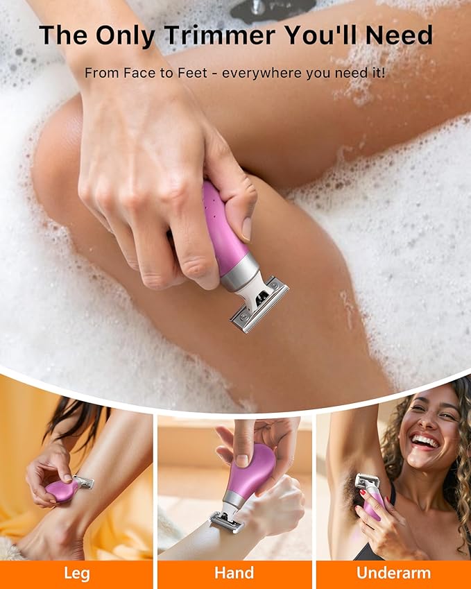 Mini Bikini Trimmer for Women - Intimate Pubic Hair Removal, Electric Body Groomer, Small Portable Wet/Dry Shaver, Magnetic Blade, USB-C Rechargeable with Travel Case, Easy to Clean (Pink)