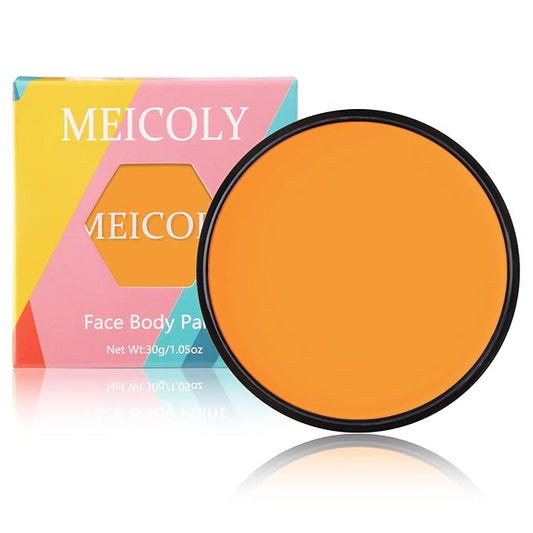 MEICOLY Orange Face Body Paint,Water Based Washable Face Paint,Pumpkin Tiger Face Painting,Professional Body Paint for Halloween SFX Special Effects Cosplay Makeup
